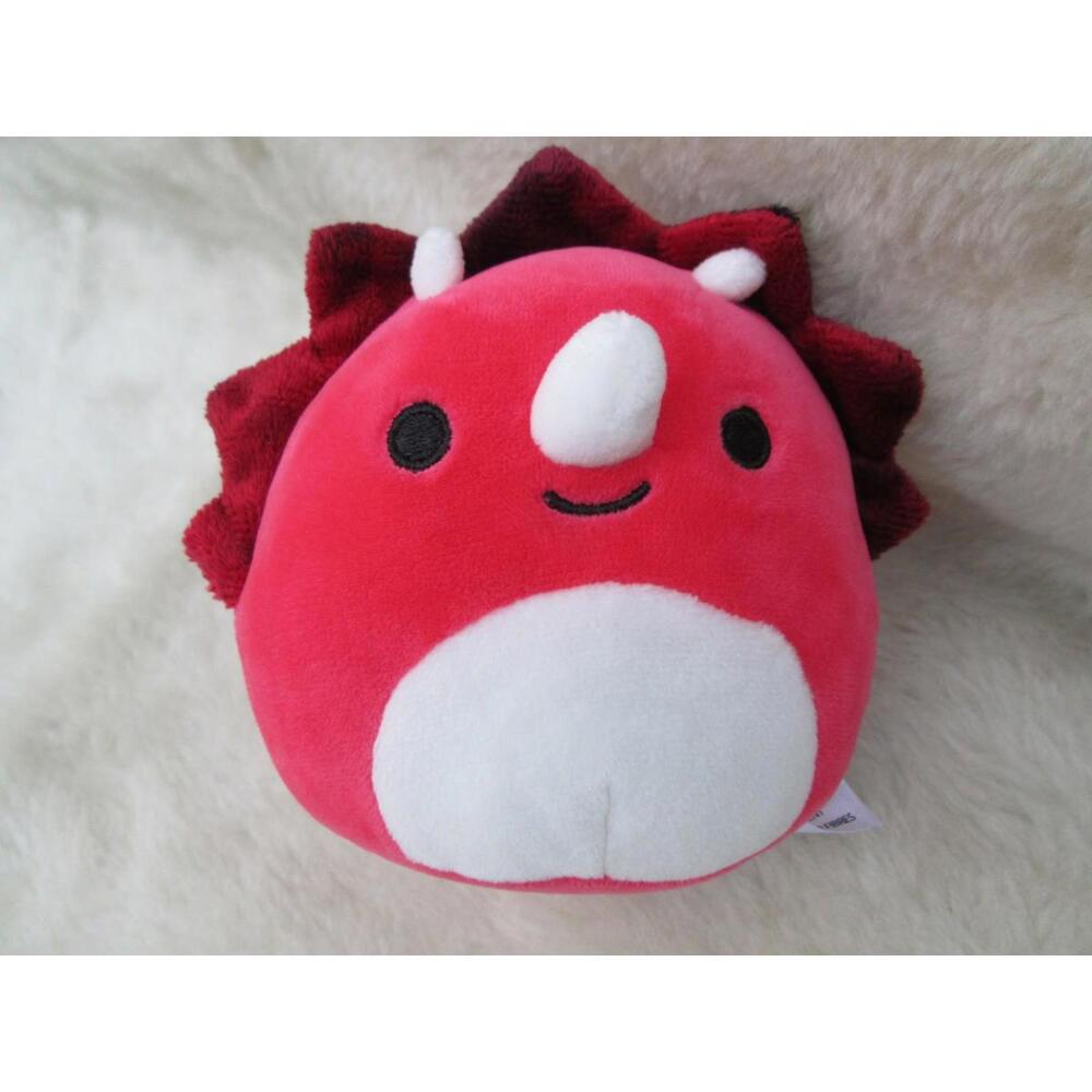 Squishmallows Triston Red Triceratops Dinosaur Plush 5" Kellytoy 2020 Preowned